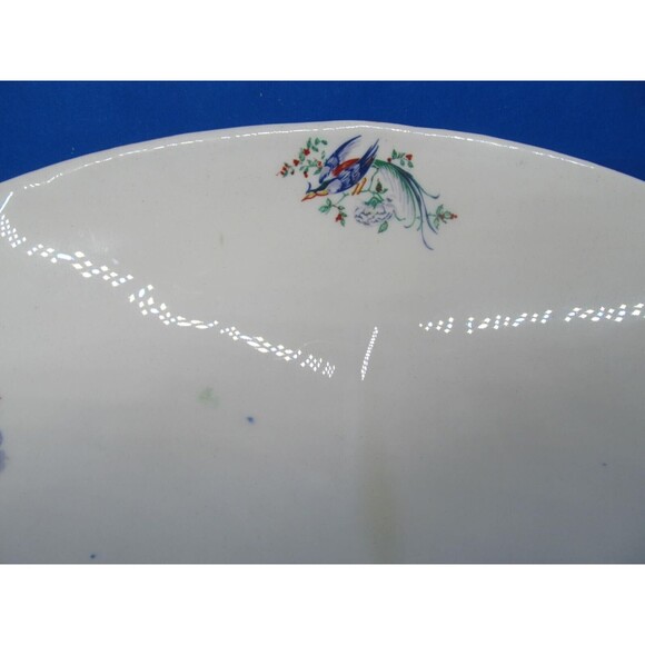 Bird Of Paradise Hand Painted Small 10 1/8" Centerpiece Or Fruit Stand Unmarked - Picture 11 of 12